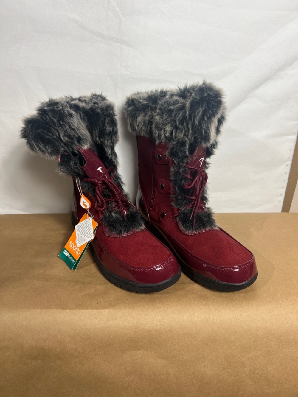 Sporto Burgundy Faux Fur-Trim Winter Boots
